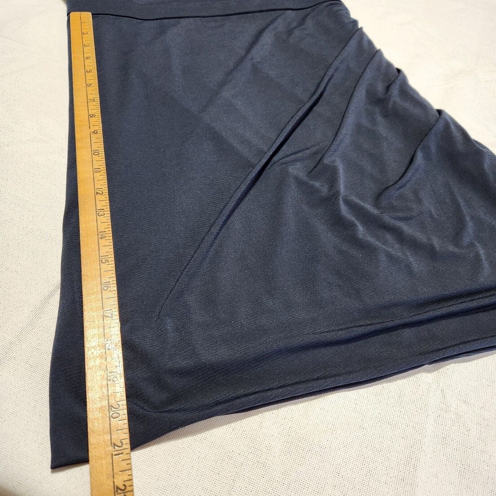 Ann Taylor Microstripe Dark Ruched Knee Length Stretch Career Dress Sz 12 Large - Picture 12 of 14